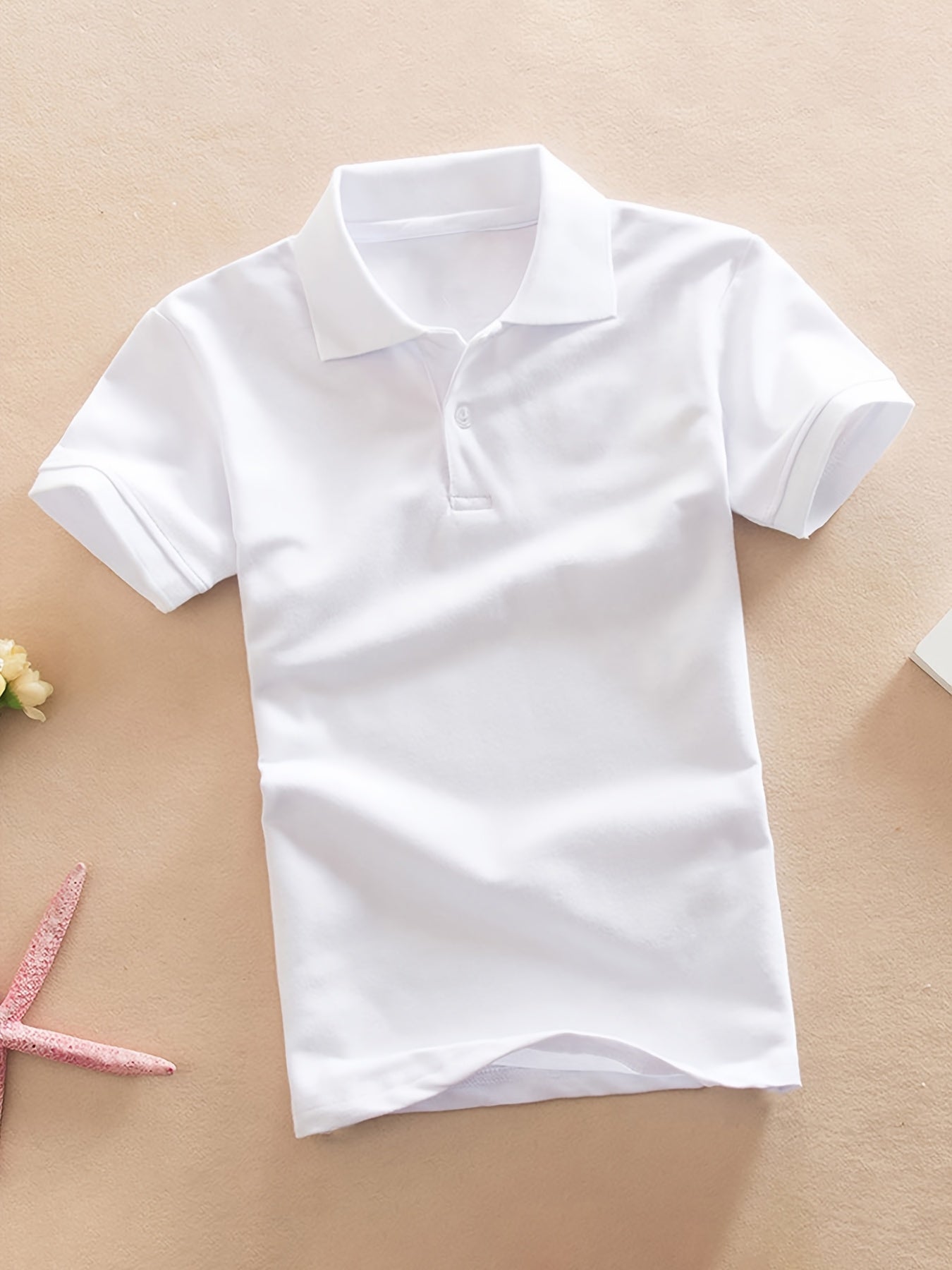 Camisa casual de criança com lapela, t-shirt de manga curta para menino, roupa infantil confortável e respirável.