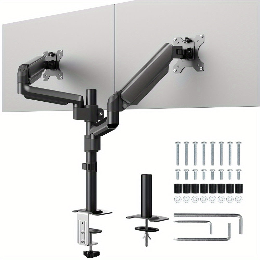 One Piece of a Double Arm Bracket for Desktop Monitors Ranging from 17 to 81.28 cm, Featuring Adjustable Height, Robust Load Capacity, And Customizable Viewing Angles.