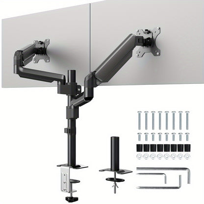 One Piece of a Double Arm Bracket for Desktop Monitors Ranging from 17 to 81.28 cm, Featuring Adjustable Height, Robust Load Capacity, And Customizable Viewing Angles.