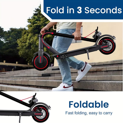 8.5-Inch Adult Electric Scooter, 350W Motor, Foldable Pedal Bike with LED Display And Headlights, 10.4Ah Battery, Maximum Range 21 Miles, Maximum Load Capacity 120Kg, Electric Scooter with Phone Holder And Lock, 3 Speed Modes