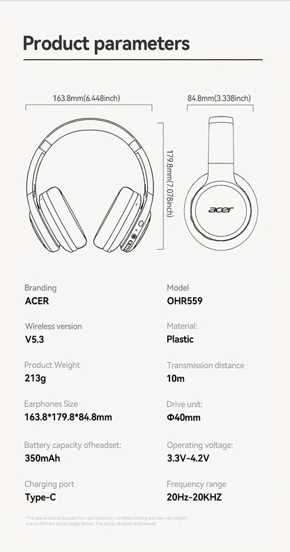Upgraded Wireless Over-Ear Headphones with Bass-Enhanced Sound, Lightweight Foldable Design Featuring Built-In Microphone. Includes 3.5mm Audio Cable