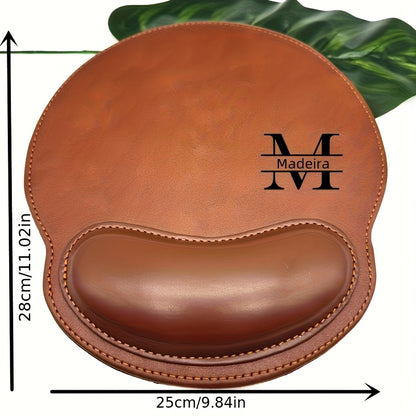1pc Personalized Faux Leather Mouse Pad with Custom Text - Elegant Name/Letter Design, Wrist Support, Ideal for Office & Gaming, Perfect Gift for Valentine'S Day, Christmas, Anniversaries, Mouse Pads for Desk