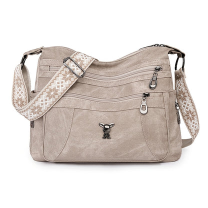 Taole Women's Vintage Bohemian PU Shoulder Bag - Adjustable Strap & Zipper Closure, Retro 1950s Handbag in Khaki/Ginger/Gray/Blue/Black, Casual & Dressy Outfits, Durable & Oil-Tanned Edges