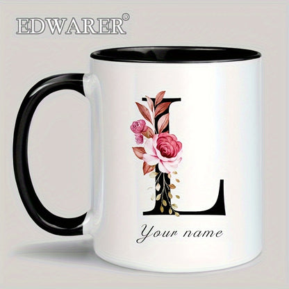 1pc A-Z Letter Custom Personalized Coffee Mug, Water Cup, Photo Text Ceramic Mug 11oz, Graduation Appreciation Thank You Holiday Birthday Gifts, Valentine's Day, Christmas, Birthday, Anniversary Mug Gift, Drinkware For Restau