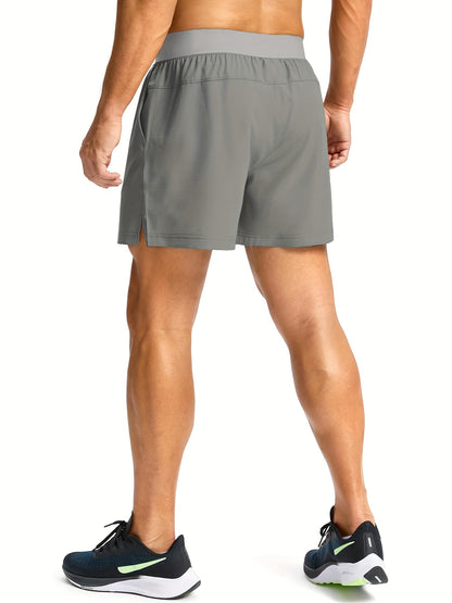 Men'S Light Gray Running Shorts with Zipper Pockets - Adjustable Drawstring, Quick-Dry Athletic & Casual Shorts for Gym, Training, Hiking, and Everyday Wear