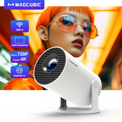 Magcubic HY300 Pro Android 11  Projector with 4K Support, 260ANSI Lumens, Dual 6 & 5.0, 3.3meter Screen, Portable Home Theater Projector with Built-in Speakers, 50,000-Hour Bulb Life, Compatible with , , Gaming Consoles - Com