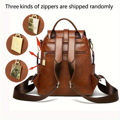 Vintage Anti-Theft Backpack Purse, Preppy College School Daypack, Women'S Casual Travel Commute Knapsack