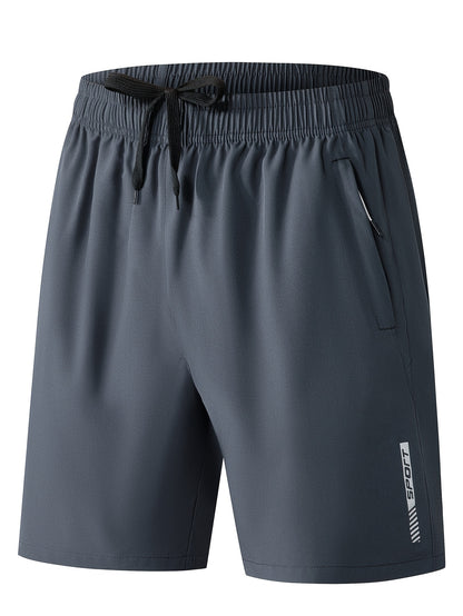 Men's Lightweight Polyester Casual Shorts with Lettering - Breathable Summer Beach & Outdoor Sports Shorts, Regular Fit, Pockets, Hand Wash or Dry Clean, Athletic Leisure Shorts | Modern Casual Shorts | Functional Pockets Des
