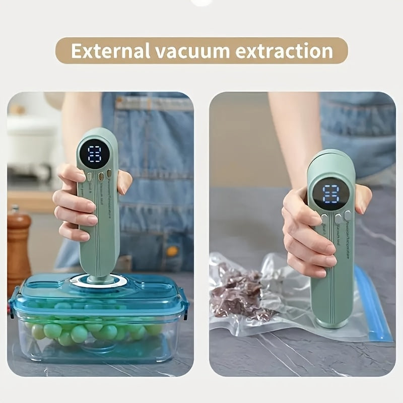 Compact USB Rechargeable Vacuum Sealer Kit with Digital Display - Quick Seal, Includes Pump and Airtight Bags, Perfect for Food Preservation, Snacks, Meats, Fruits, Vegetables - Space-Saving Design, 36V, Food Vacuum Sealer
