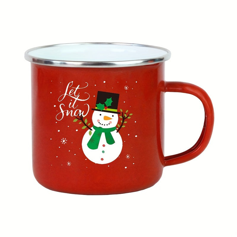 Christmas-Themed Enamel Coffee Mug - Red, Insulated Cup for Hot & Cold Beverages, Perfect Gift for Daughters, Nurses, Doctors, Friends, and Bosses