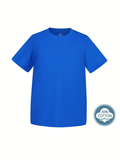 Kid's Solid Color T-shirt, Casual Short Sleeve Top, Boy's Tee For Summer