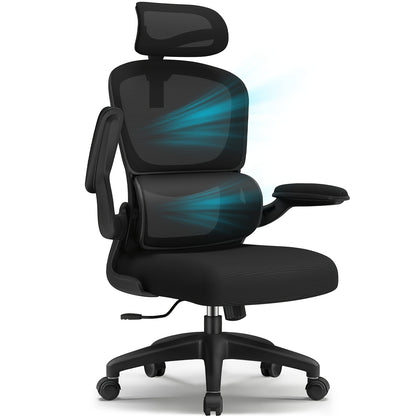 Cadeira de Escritório Ergonómica com Apoio Lombar e Braços Rebatíveis