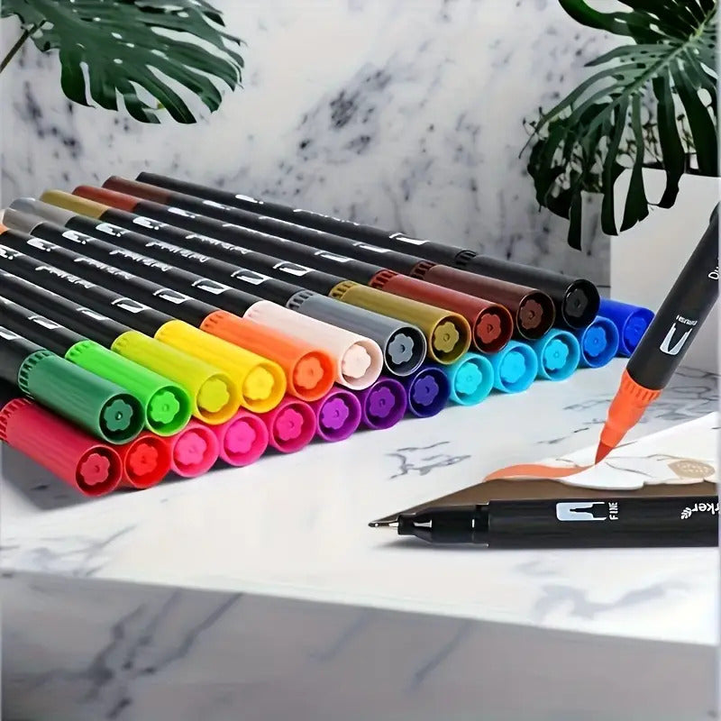 Double-Ended Marker, Watercolor Painting Pen, Art Special Line Drawing Set, Doodle Pen Christmas Halloween Easter Gift