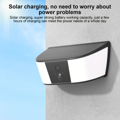 Wireless Solar Security Camera Outdoor with Motion Detection Color Night Vision Two-Way Audio Built-in Spotlight And Siren Alarm for Home