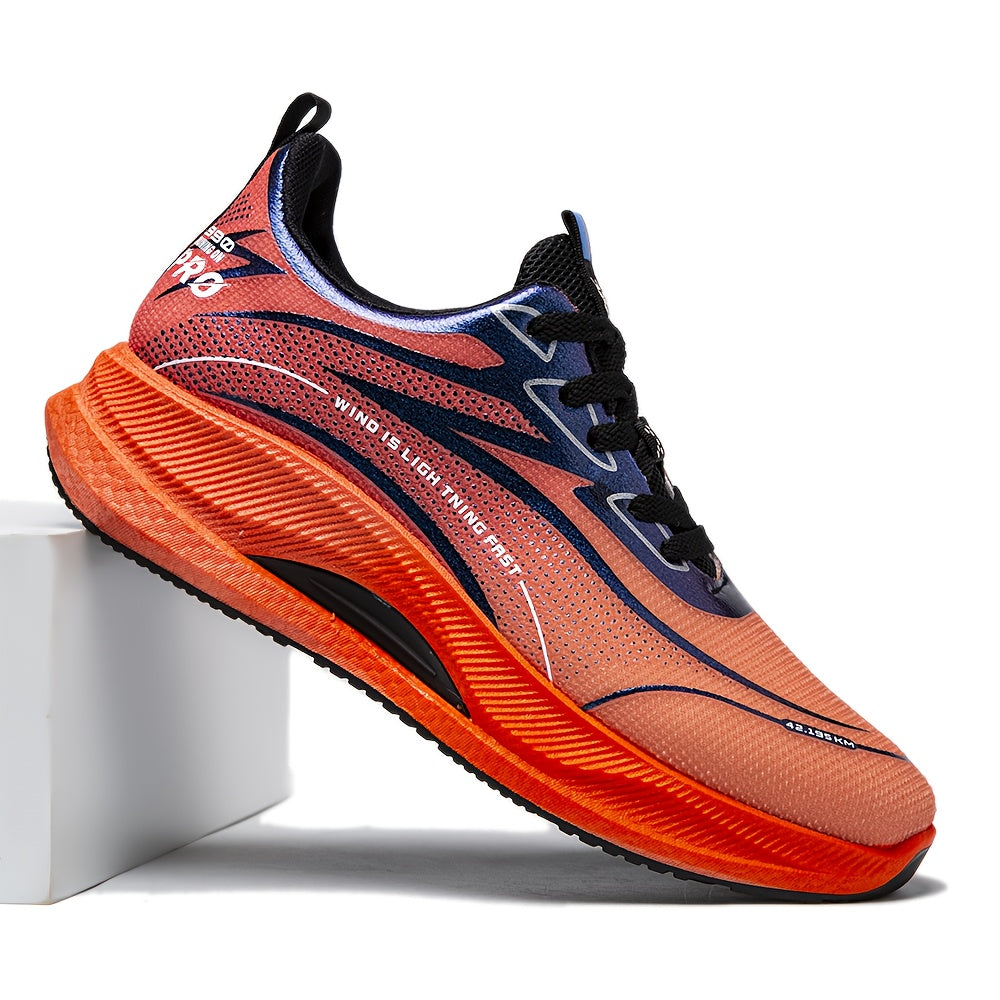 Unisex Running Shoes - Orange/Black Gradient Athletic Sneakers, Breathable Fabric Upper & Cushioned EVA Sole - Lightweight Gym, Jogging, Everyday Shoes for Men and Women - All-Season Performance Footwear, Casual Sportswear, M