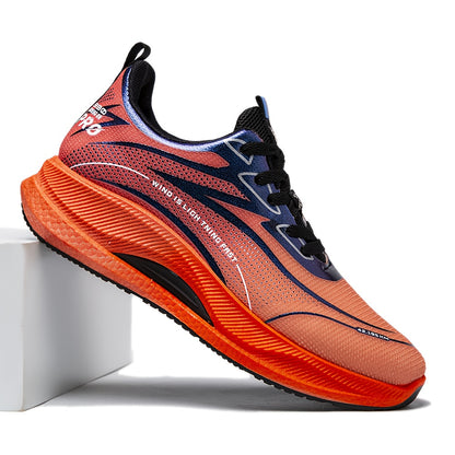 Unisex Running Shoes - Orange/Black Gradient Athletic Sneakers, Breathable Fabric Upper & Cushioned EVA Sole - Lightweight Gym, Jogging, Everyday Shoes for Men and Women - All-Season Performance Footwear, Casual Sportswear, M