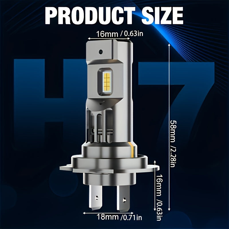 AILEO 2-Pack Premium H7 LED Headlight Bulbs 30000LM 1:1 Compact Turbine Style 6500K White Daytime Running Car Light, Without Battery