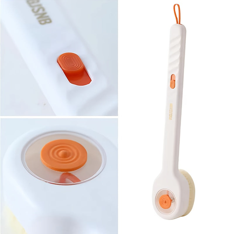 1pc Liquid-Filled Hair Bath Brush with Back Massager - Long Handle Shower Brush, Quick-Foaming Bath Brush for Scalp Massage & Body Back Rub, Pastel Colors (Mint Green/Orange/), No Electricity Needed - Ideal for Home & Spa Use