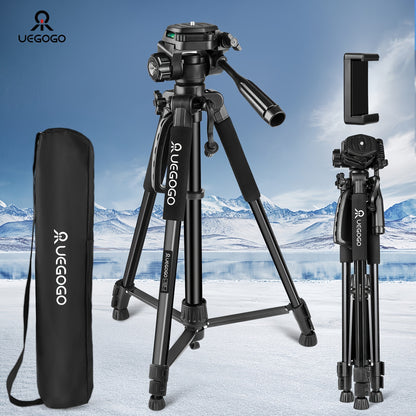 UEGOGO 152.4cm Heavy-Duty Tripod for DSLR, Mirrorless Cameras & Cell Phones - Professional Video Recording Stand with Storage Bag and Phone Clip
