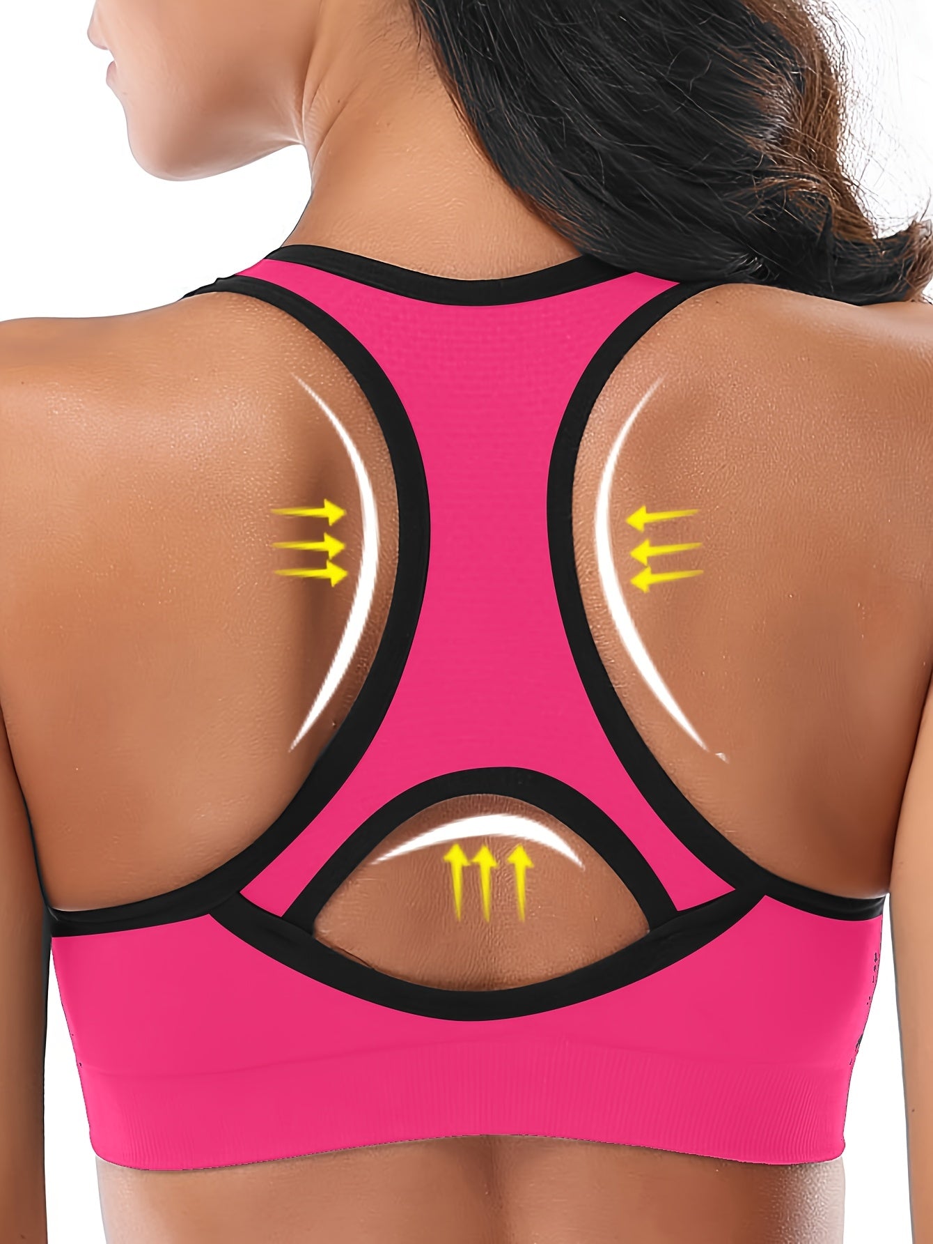 Women's High-Support Sports Bra with Removable Pads - Quick-Dry, Shockproof, Double-Layer Racerback Vest for Running & Fitness, Breathable Nylon-Elastane Blend, Non-See-Through, All-Season Activewear