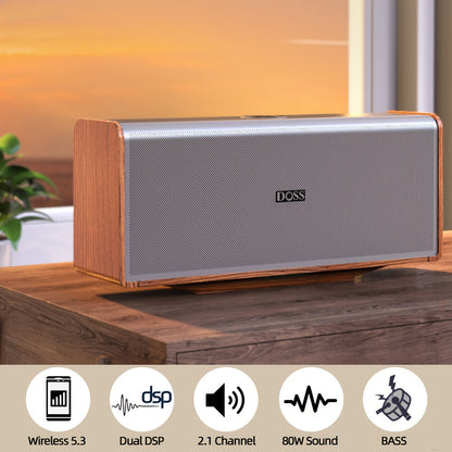 DOSS SoundBox XL Ultra 80W Wireless Home Speaker with Subwoofer, 2.1 Channel Sound System, 18-Hour, Wireless 5.3, -C, DSP Technology & Low Frequency, Compatible with Smartphones, Tablets, Laptops, Music Players - Modern Metal
