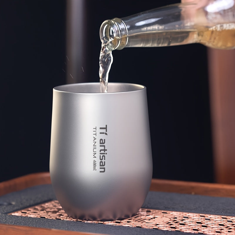 Caneca Tiartisan em titânio para exterior, 255ml/400ml, com parede dupla, ideal para chá e café, perfeita para campismo e piqueniques. Leve e portátil.