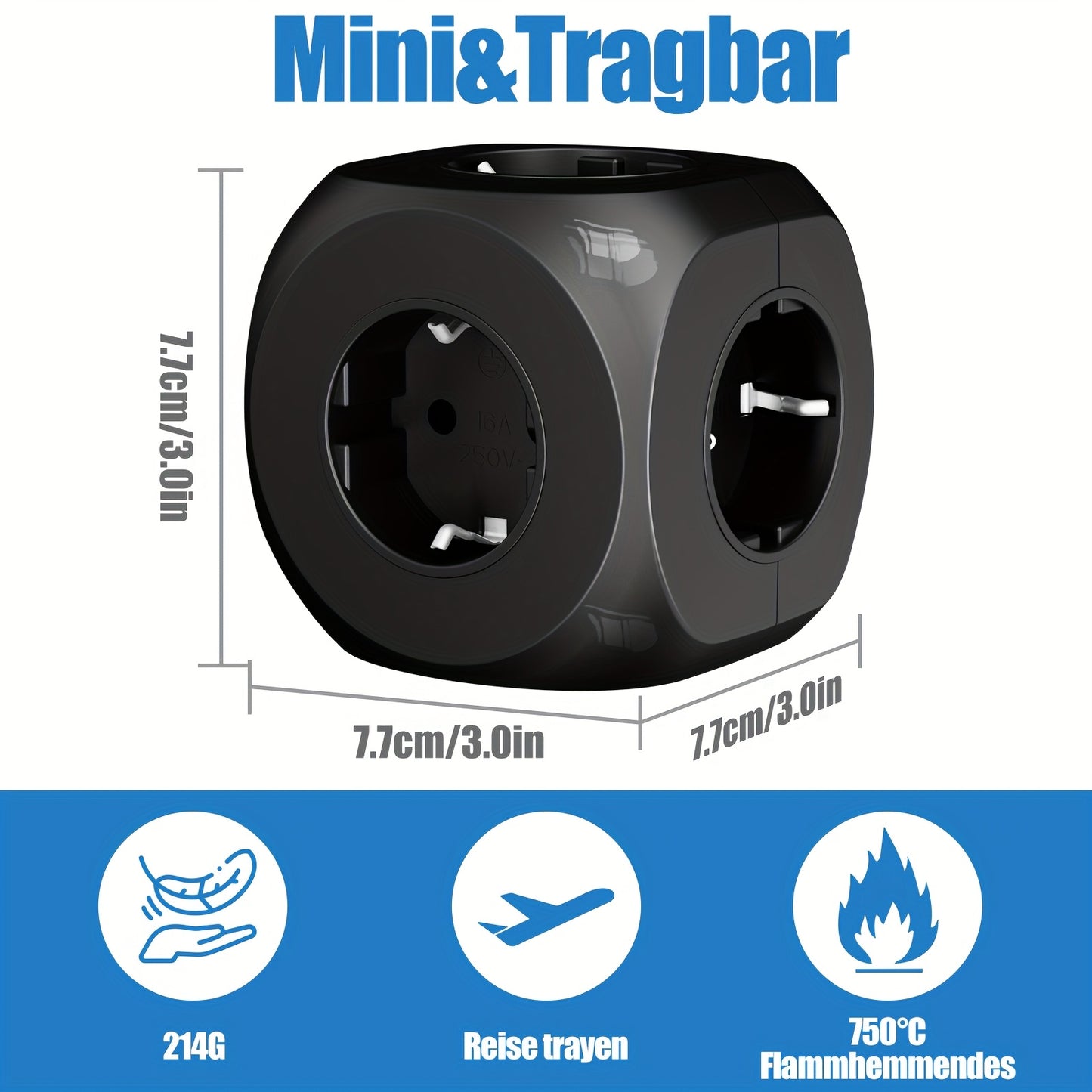 Tomada elétrica padrão europeia 5 em 1, extensão de parede com 5 fichas europeias – Resolva a falta de tomadas na sala de estar, quarto, escritório e cozinha.