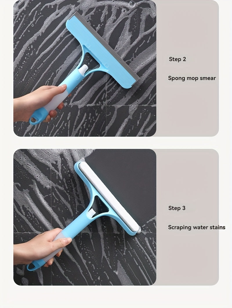 3-In-1 Multi-Functional Glass Cleaning Tool with Sprinkler, Polypropylene (PP) Plastic, for Bathroom, Kitchen, Living Room, Bedroom, Toilet - Efficient Mirror And Window Scraper