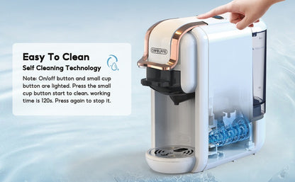 Máquina de café multifuncional em cápsulas CAFELFFE | Máquina de expresso italiana | Uso quente e frio | Aquecimento rápido | Compatível com cápsulas NES, DG e ESEpod | Máquina de café automática para casa e escritório | Ótima opção de presente para D