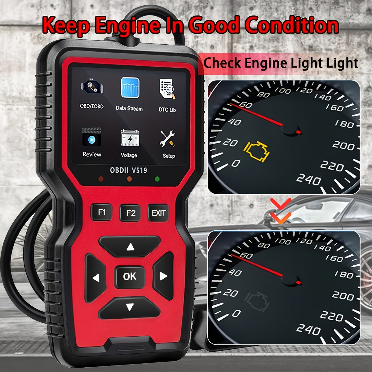 Professional OBD2 Car Scanner Diagnostic Tool - Suitable for Reading Vehicle Codes, Clearing Fault Codes, 35901 Trouble Code Library, Real-Time Data Stream, Oxygen Sensor Tester, Battery Voltage Reading, Mode 6/8 Detection