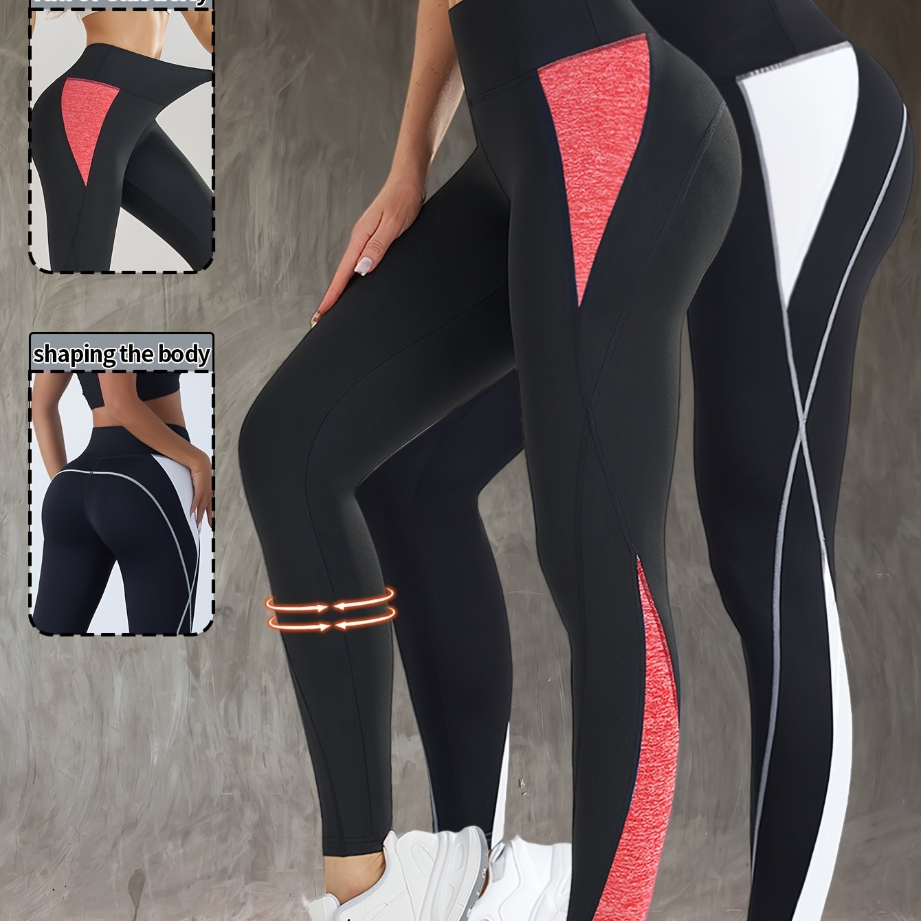 2pcs Women's Fashion Yoga Pants, Fitness Outdoor Sports Leggings, Tummy Control Butt Lifting Tight Pants, Comfortable Breathable Sweat-Absorbing Long Pants