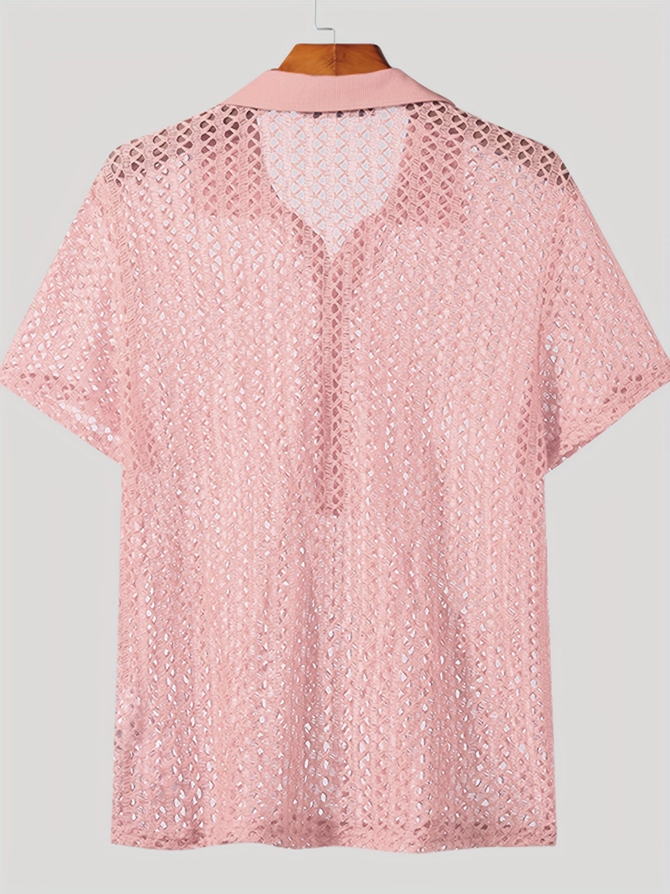 [Popular Choice] Trendy Sheer Mesh Cut-Out Top - Sexy Collared Short Sleeve Shirt in Bright Colors, Polyester, Summer Wear, Short Sleeve, Fas Shirt.hionNova, Sexy Style, Loosen Version, Summer