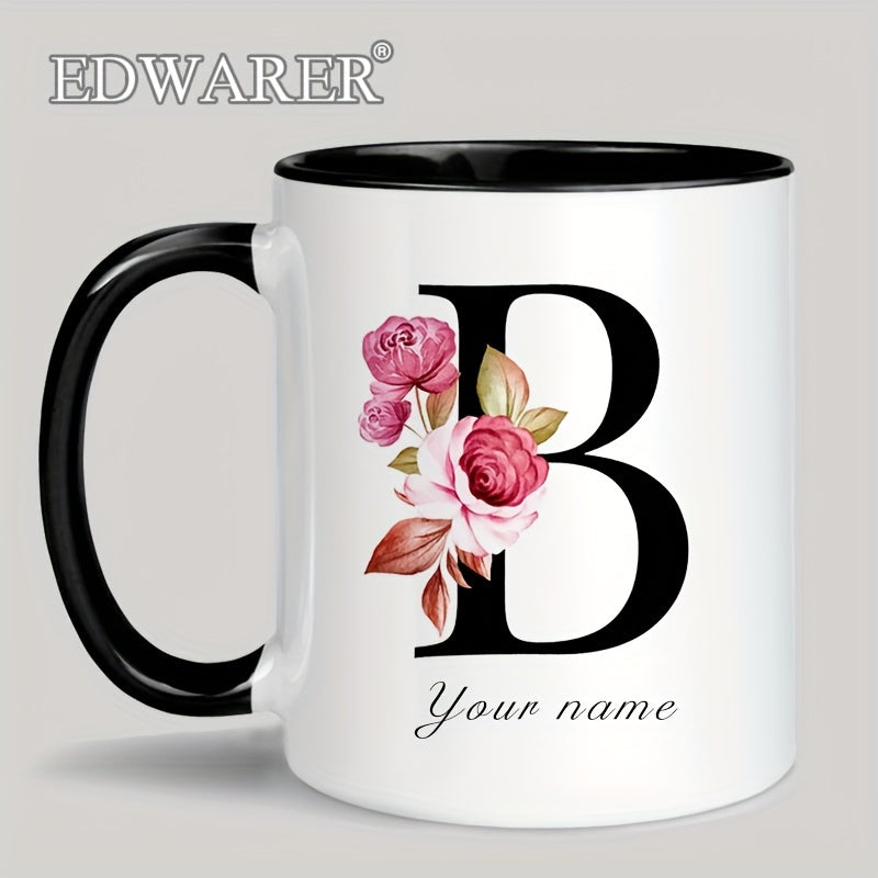 1pc A-Z Letter Custom Personalized Coffee Mug, Water Cup, Photo Text Ceramic Mug 11oz, Graduation Appreciation Thank You Holiday Birthday Gifts, Valentine's Day, Christmas, Birthday, Anniversary Mug Gift, Drinkware For Restau