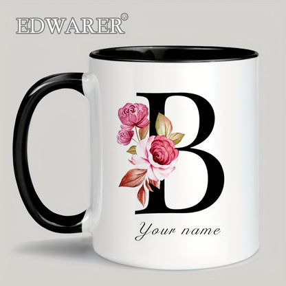 1pc A-Z Letter Custom Personalized Coffee Mug, Water Cup, Photo Text Ceramic Mug 11oz, Graduation Appreciation Thank You Holiday Birthday Gifts, Valentine's Day, Christmas, Birthday, Anniversary Mug Gift, Drinkware For Restau