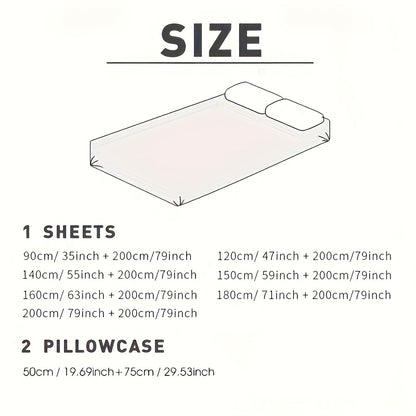 3pcs Soft And Comfortable Milk Velvet Fitted Sheet And Pillowcase Set, Sandwich Thickened Fitted Sheet And Pillowcase Set, Good Warmth Effect, Fitted Sheet Height 30Cm, Quilted Style Fitted Sheet, Suitable for Bedroom And Gue