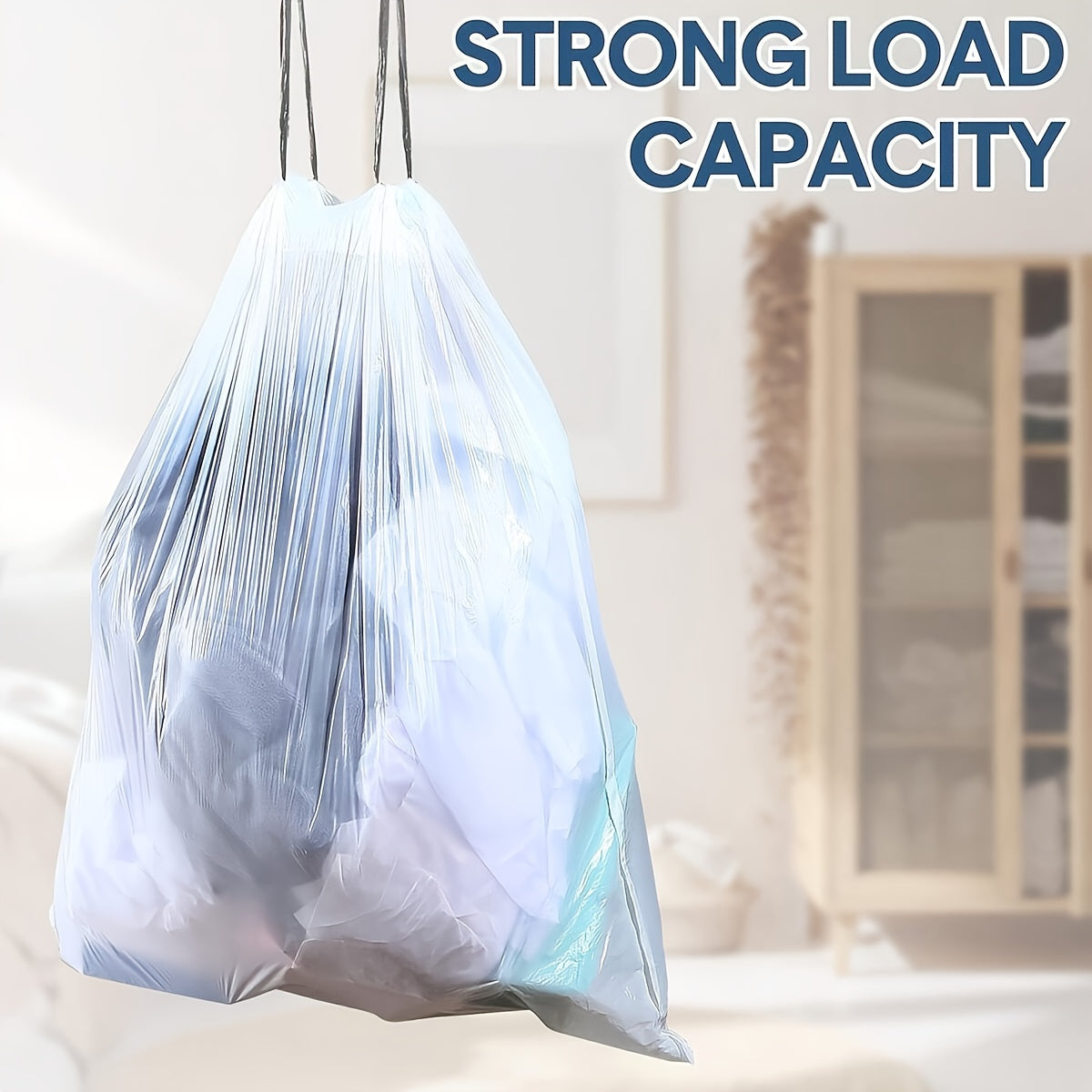 90pcs (6 Rolls) Heavy-Duty Large Reinforced Trash Bags with Heavy-Duty Reinforced Seams & Sturdy White Side/Top Handle - Heavy Weight 10kg/22 Capacity, Thick Polypropylene, Bathroom, Office, Home - 10L/30L Equivalent
