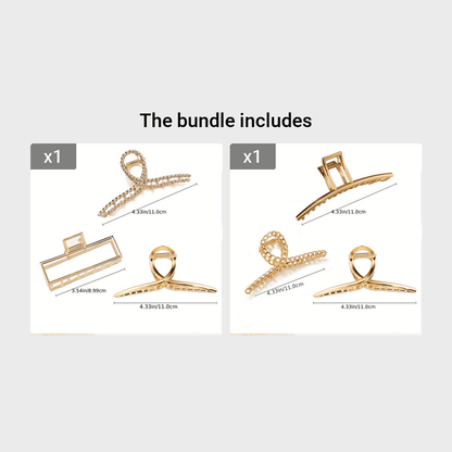 3pcs/set Trendy Metal Hair Claw Anti-slip Hair Crab Clip Elegant Geometric Hairpin Decorative Hair Accessories For Women, ideal choice for gifts