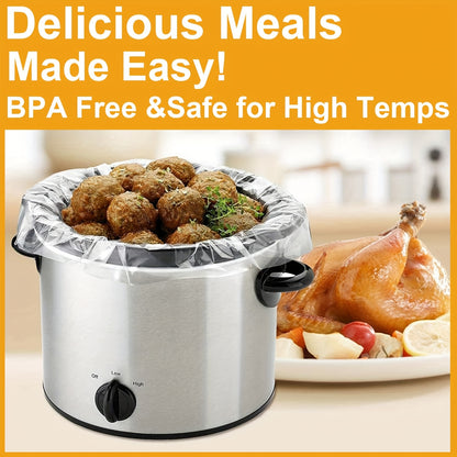 30pcs Slow Cooker Liners, Easy Clean Up Plastic Bags For Crockpot, Kitchen Disposable Cooking Bags, BPA Free, For Oval Or Round Pot, Size 33.02*53.34 Cm, Fit 3QT To 8QT, Baking Tools, Kitchen Accessaries