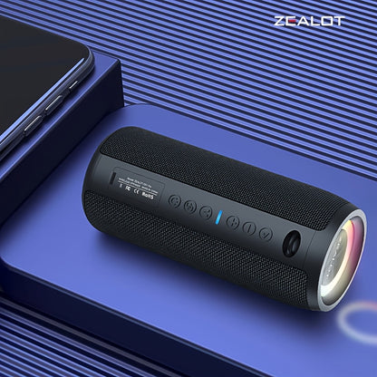 ZEALOT S51 Pro Wireless Speakers, Outdoor Portable Subwoofer Speaker, Wireless Speaker, Dual Pairing, 24 Hours Playtime Loud Stereo, Booming Bass, Charging Cable And Aux Cable, Connect with Mobile Phone/Tablet/TV, for Home, C