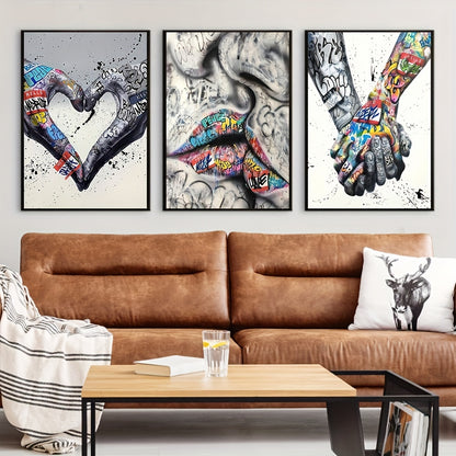 Triple Panel Abstract Art Print L2023-107, Contemporary Style, Frameless Wall Art Decor Set