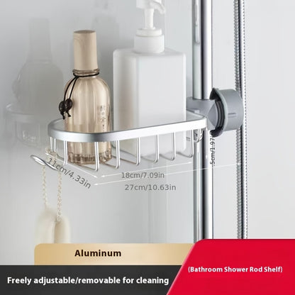 2pcs Aluminum Shower Caddy - Sturdy & Easy to Install with Hooks, Suitable for Shampoo, Body Wash, Sponge Brush - Modern Style, Rust-Resistant Material, Bathroom Accessory