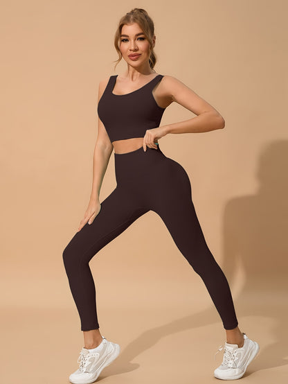 Seamless Yoga & Fitness Set - Quick-Dry, Moisture-Wicking Nylon Blend Sports Bra and Leggings for Women