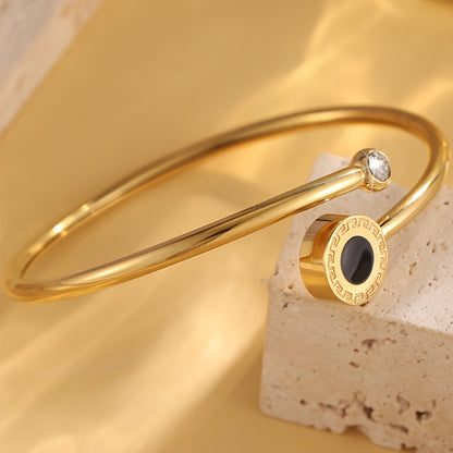 Elegant Stainless Steel Bracelet with Sparkling Rhinestones