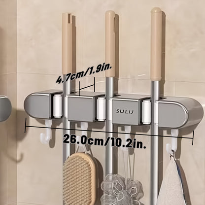 1pc, Multi-functional Mop Holder, Punch-free Wall-mounted Hooks, Mop Clip, Mop Rack, Broom Clip, Garden Tool Organizer, Towel Rack, Non-slip, Useful Tools, Cleaning Tools, Cleaning Supplies, Household Gadgets