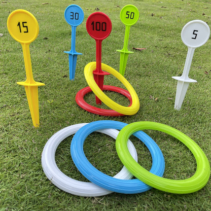 Colorful Rainbow Ring Toss Game Set for Youngsters & Adults - Durable PP Outdoor Fun for Beach, Garden, Lawn & Backyard - Ideal Christmas, Halloween, Thanksgiving Gift