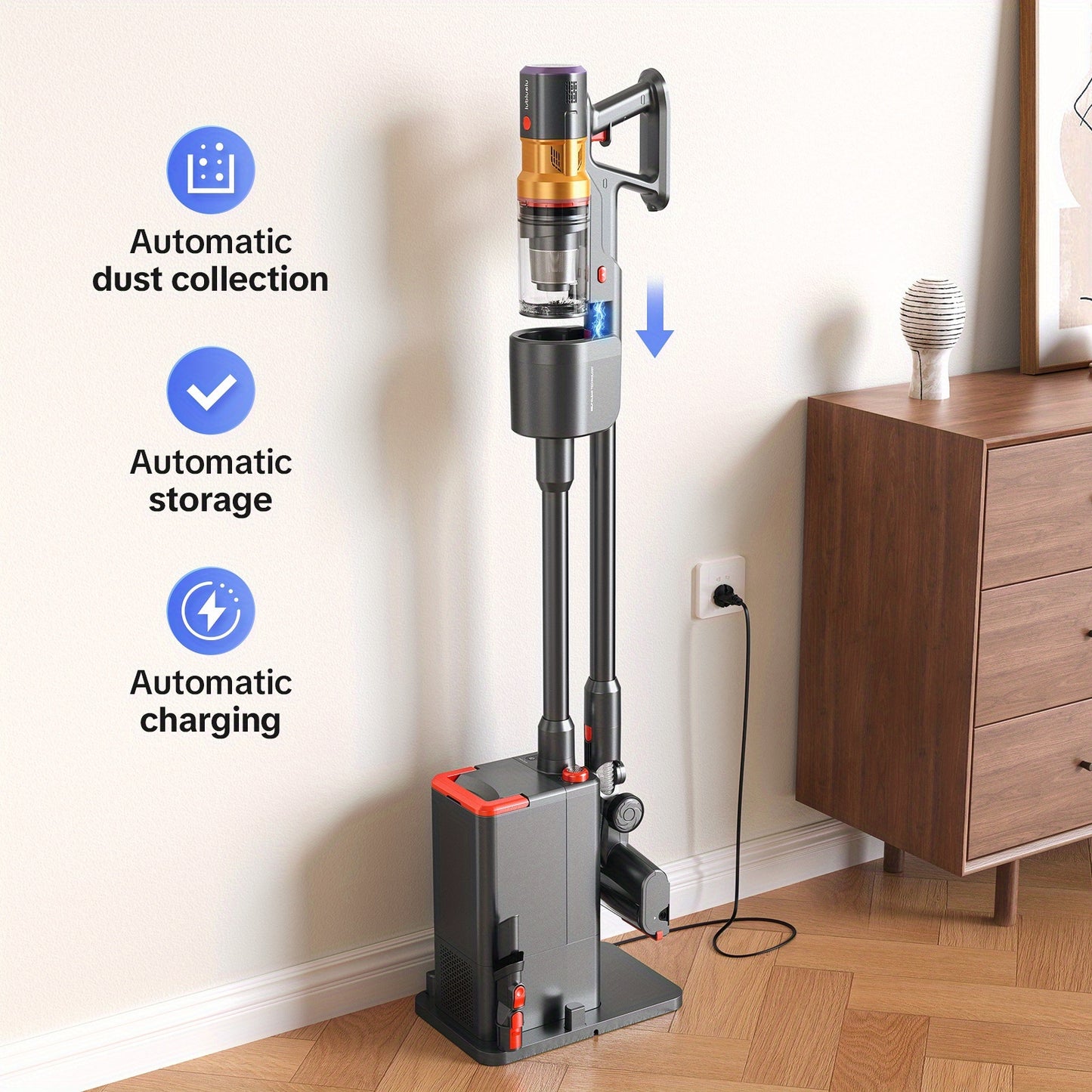 Lubluelu 46000PA Stick Vacuum Cleaner With Self-Empty Station Base, Cordless Vacuum Cleaner With Anti-Tangle Brush And Upgraded Green Light, Wireless Vacuum For Home Pet Hair, Carpet, Hard Floor - X1000