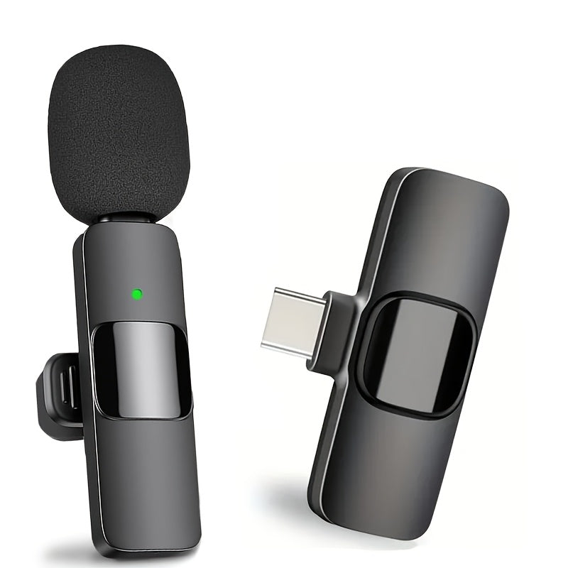 Portable Wireless Lavalier Microphone - USB-C Clip On Recording System, Suitable for Smartphones And Laptops, Ideal for Vlogs, Live Streaming, And Interviews, Content Creation Mic, Vlogging Equipment, Compact Design, Clipon M