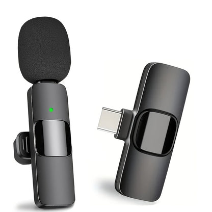 Portable Wireless Lavalier Microphone - USB-C Clip On Recording System, Suitable for Smartphones And Laptops, Ideal for Vlogs, Live Streaming, And Interviews, Content Creation Mic, Vlogging Equipment, Compact Design, Clipon M
