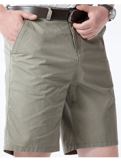 Men'S Cargo Shorts - Olive Green Non-Stretch Work Pants with Multiple Utility Pockets, Straight-Leg Mid-Thigh Length for Everyday & Professional Use - Durable Casual Outdoor Pants for Construction, Hiking, Travel - Non-Stretc