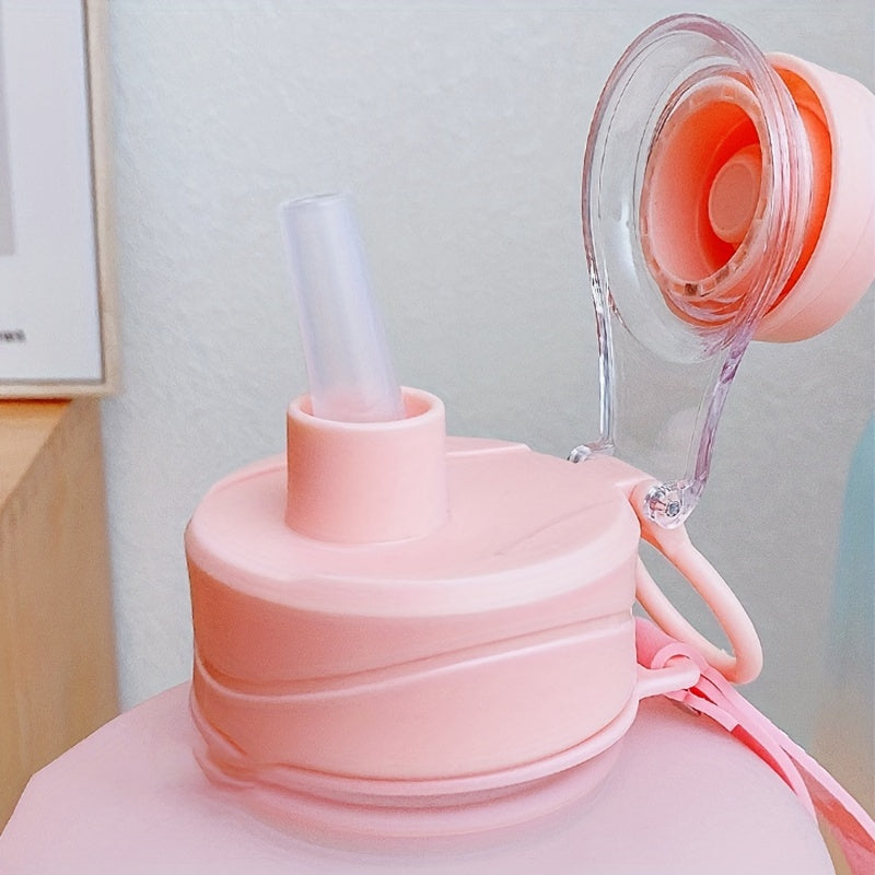 1pc, Water Bottle, Sports Water Bottle With Handle, Plastic Water Bottle, Gradient Color Large Capacity Water Bottle, Frosted Fashion Water Bottle, Outdoor Sports Bottles, 2200ml/77.93oz